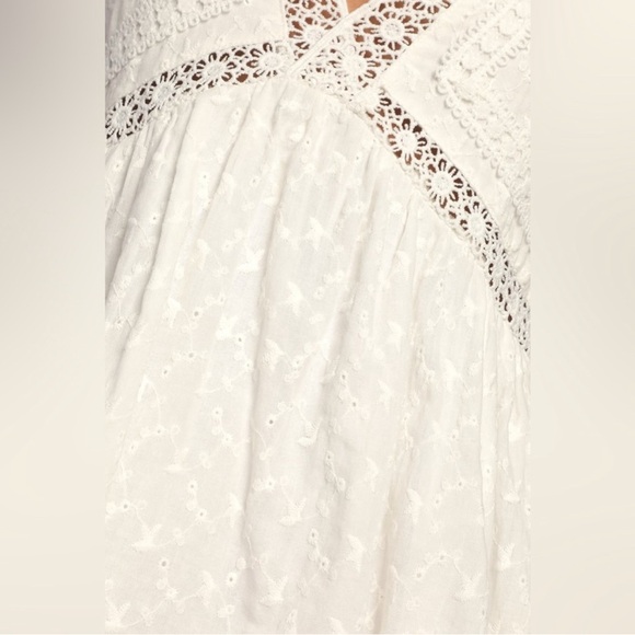 Lulu's Lace & Time White Eyelet Cotton Sleeveless V-Neck Babydoll Mini Dress - Picture 7 of 9